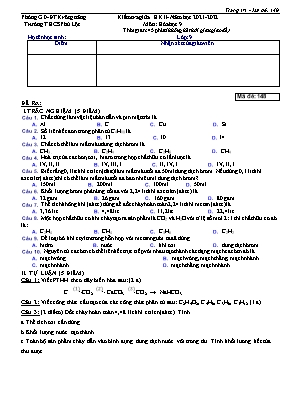 Đề kiểm tra giữa học kì II môn Hóa học 9 - Năm học 2021-2022